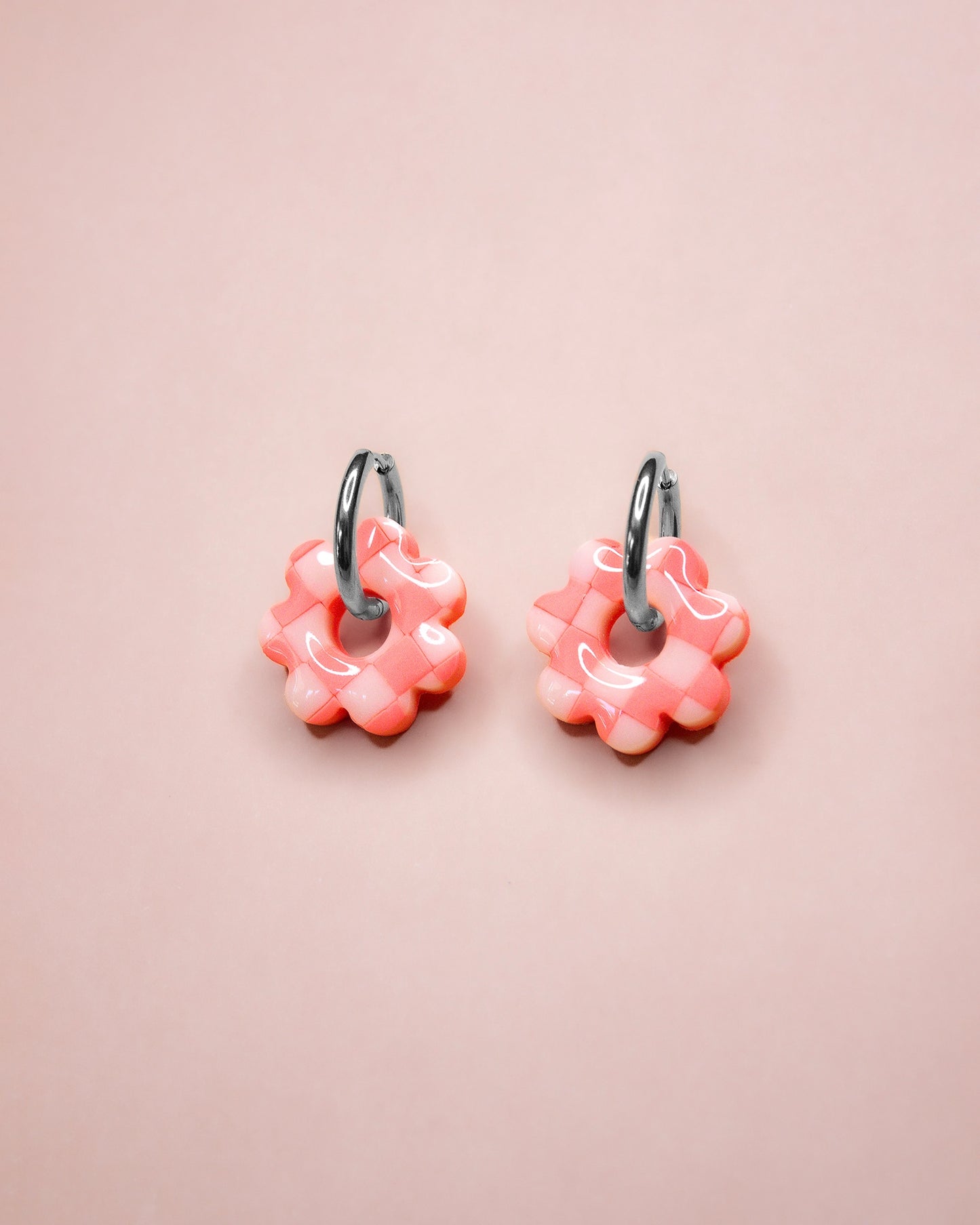 COLETTE HOOPS - Coral Checkerboard