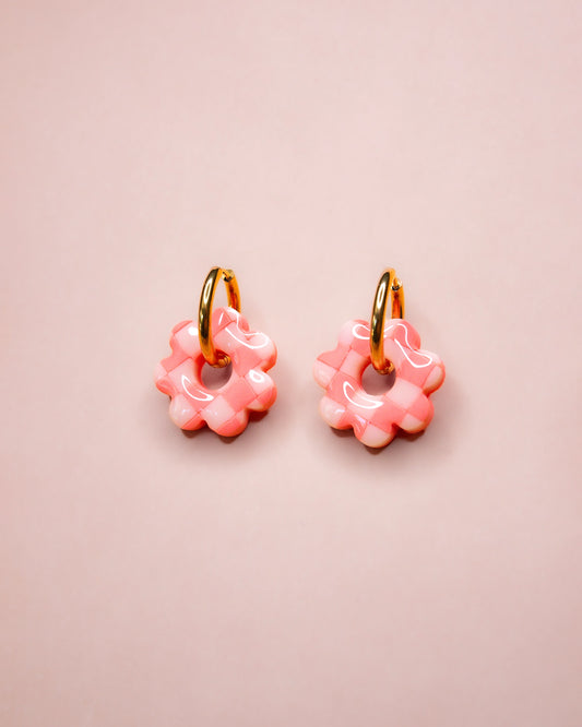 COLETTE HOOPS - Coral Checkerboard