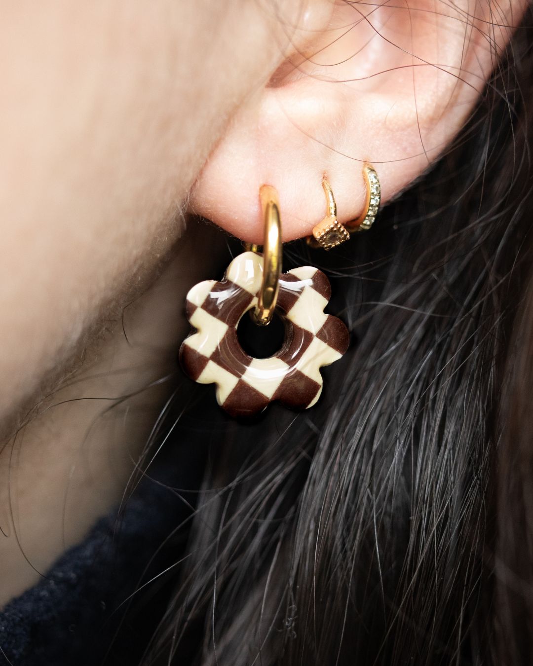 COLETTE HOOPS - Checkerboard Espresso