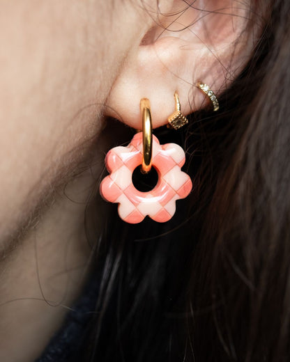 COLETTE HOOPS - Coral Checkerboard