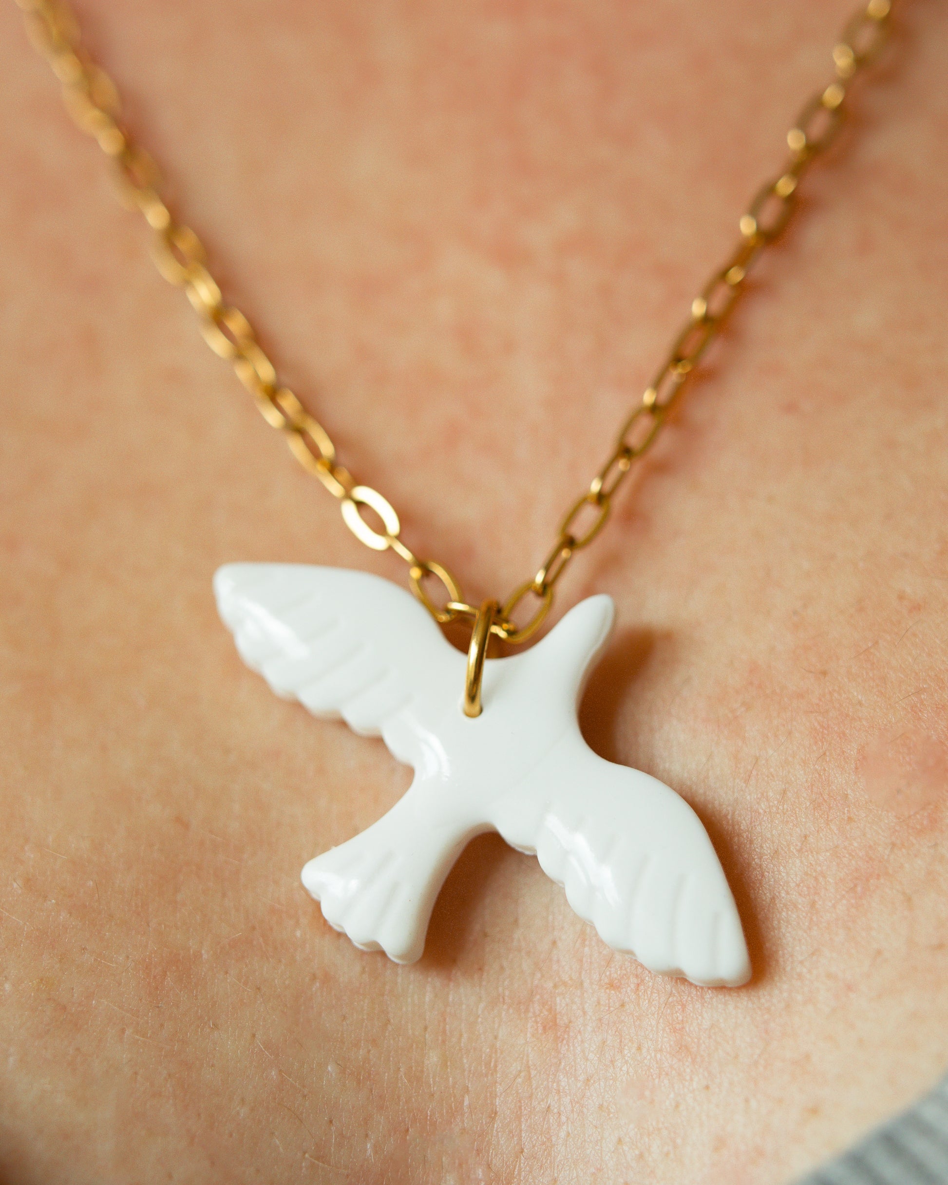 Bijoux oiseaux collier femme fait main pendentif oiseau porcelaine